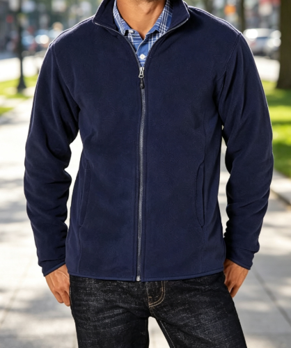 Men's Full Zip Polar Fleece Jacket with Zippered Pockets for Cold Outdoor Weather Big and Tall