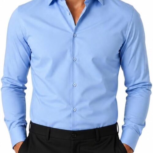 Men's Dress Shirt Casual Regular Fit Stretch Solid Long Sleeve Button Up Big and Tall Shirts