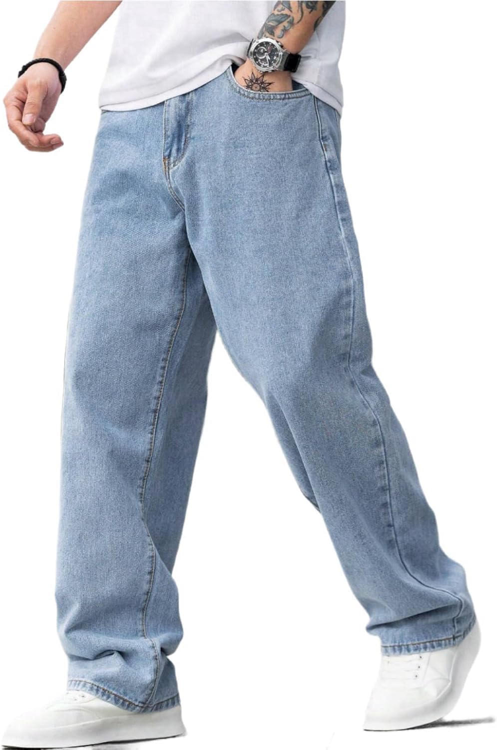 Baggy Jeans for Men Y2K Streetwear Vintage Wide Leg Loose Fit Denim Hip Hop Skater Carpenter Big and Tall Jeans