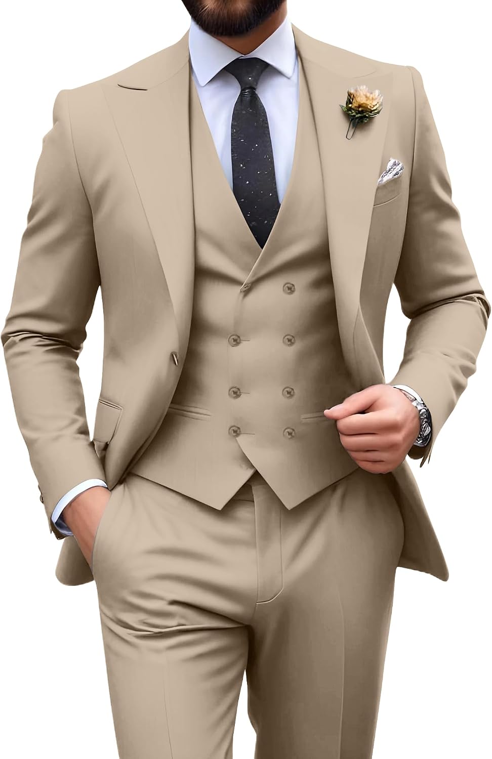 Single Button Double Breasted Three Piece Formal Tuxedo big and tall mens