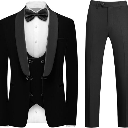 Luxury Velvet Three Piece Shawl Lapel Evening Suit big and tall mens