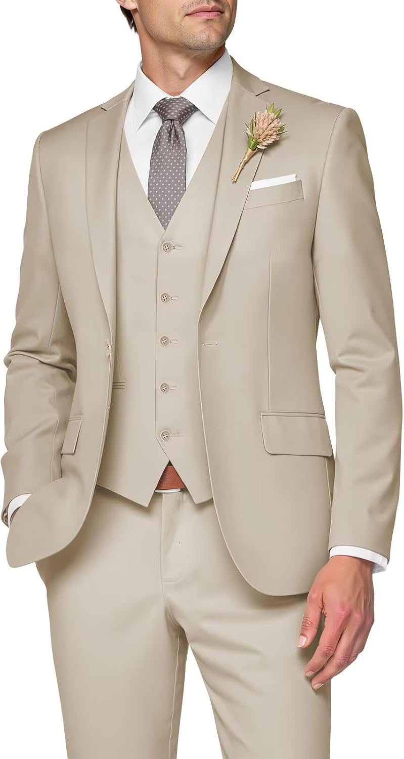 Single Breasted One Button Three Piece Wedding Suit big and tall mens