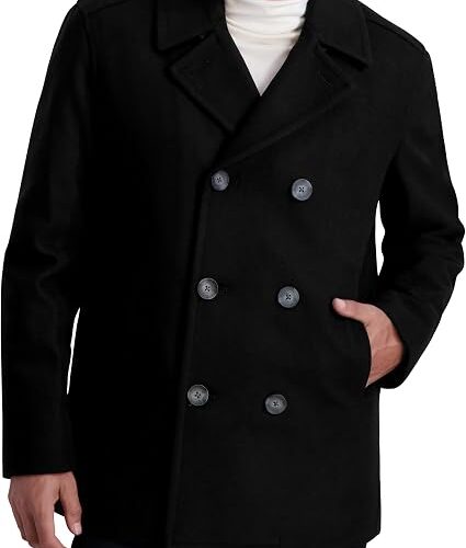 Men's Wool Blend Peacoat Double Breasted Winter Coat Big and Tall