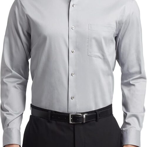 Men's Dress Shirt Regular Fit Ultra Wrinkle Free Flex Collar Stretch Solid Big and Tall
