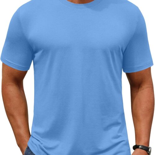 Men's Short Sleeve Crew Neck Casual Classic Basic Big and Tall T-Shirt