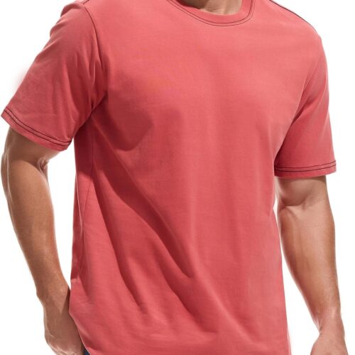 Men's Heavy Weight Crew Neck Premium Cotton Thick Pre Shrunk Big and Tall T-Shirt