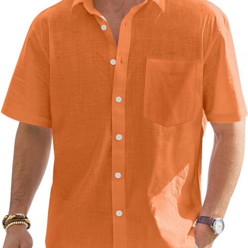 Men's Lightweight Cotton Casual Button Down Big and Tall Shirt