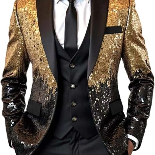 One Button Sequin Blazer Business and Party Wear big and tall mens
