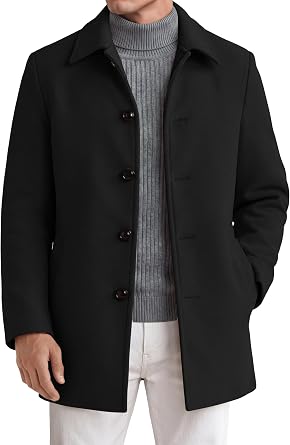 Mens Pea Coat Winter Overcoat Mid Length Trench Coat Big and Tall