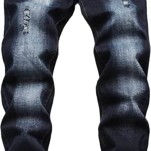 Men's Slim Fit Stretch Ripped Skinny Distressed Straight Leg Fashion Comfort Flex Waist Big and Tall Jeans