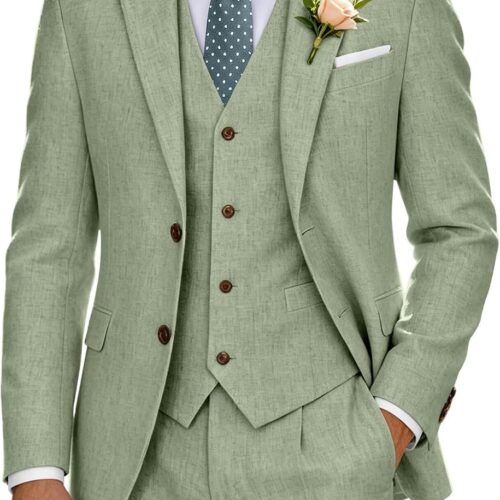 Tailored Linen Three Piece Suit Beach and Business Casual big and tall mens