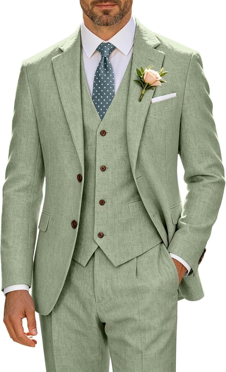 Tailored Linen Three Piece Suit Beach and Business Casual big and tall mens