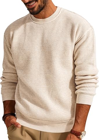 Men's Classic Ribbed Crewneck Sweater Refined Knit Pullover for Versatile Styling Big and Tall