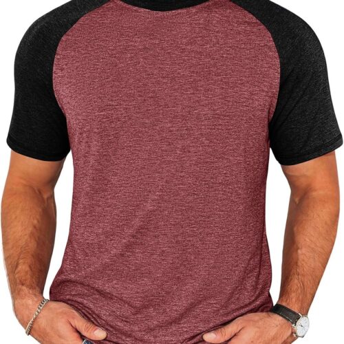 Men's Casual Crew Neck Baseball Style Short Sleeve Big and Tall T-Shirt