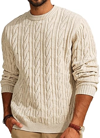 Men's Classic Crewneck Knit Sweater Soft Casual Pullover for Everyday Wear Big and Tall