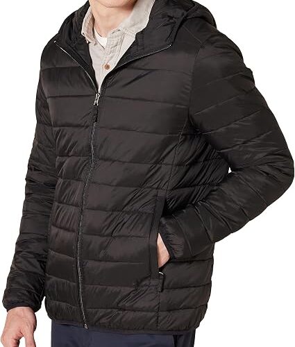 Men's Lightweight Water Resistant Packable Hooded Puffer Jacket Big and Tall