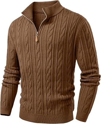 Men's Quarter Zip Knit Pullover Smart Casual Sweater for Fall and Winter Layering Big and Tall