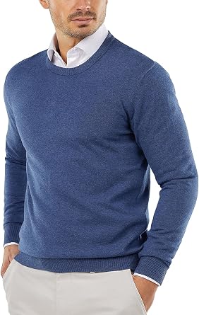 Men's Lightweight Crewneck Sweater Smart Casual Pullover for Work and Daily Wear Big and Tall