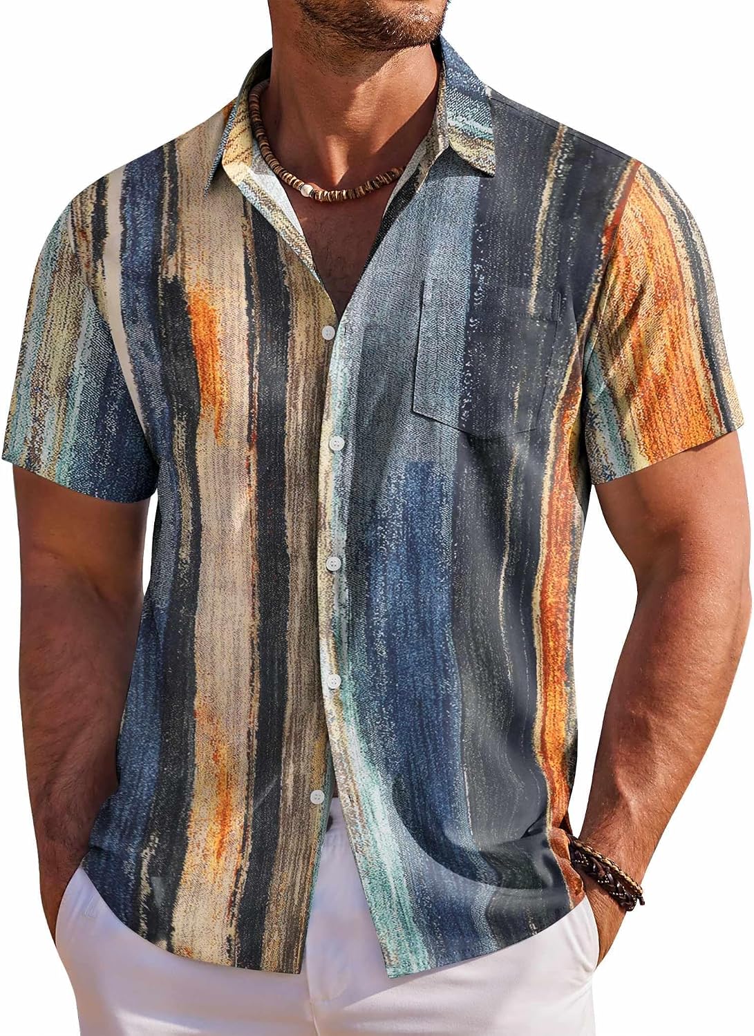 Men's Hawaiian Short Sleeve Floral Button Down Tropical Holiday Beach Big and Tall Shirt