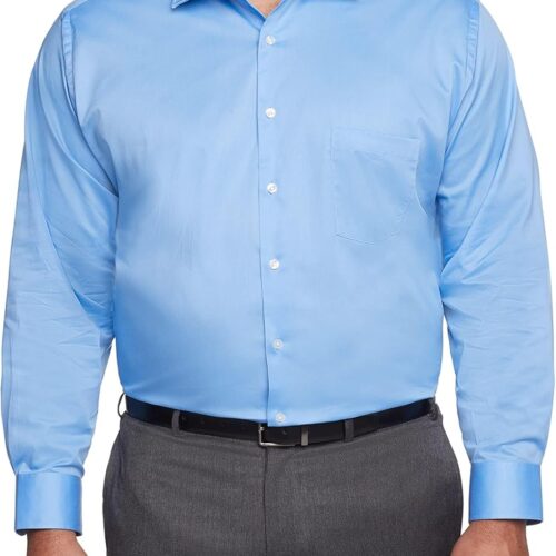 Mens Tall Fit Dress Shirt Flex Collar Stretch Solid Big and Tall