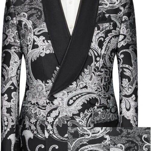 Luxury Floral Embroidered Dinner Jacket Party and Banquet big and tall mens