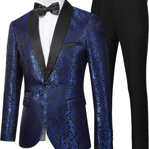Floral Embroidered Dinner Jacket and Trousers Set big and tall mens