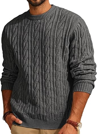 Men's Modern Crewneck Knit Sweater Soft Lightweight Pullover for Casual and Business Looks Big and Tall