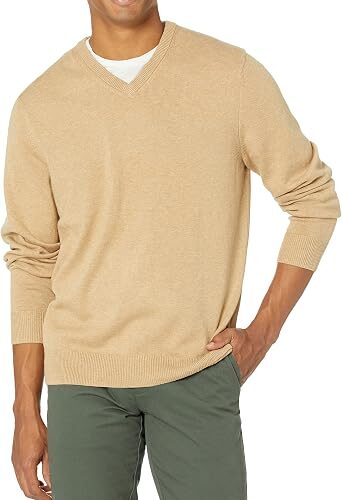 Men's Regular Fit Cotton V Neck Pullover Sweater Big and Tall