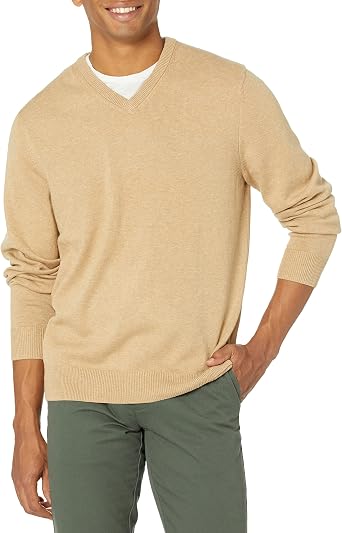 Men's Regular Fit Cotton V Neck Pullover Sweater Big and Tall