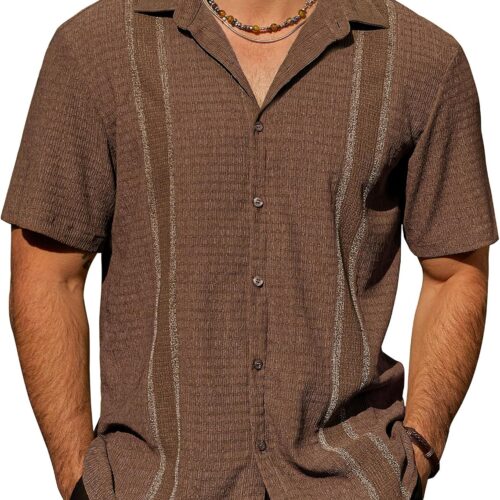 Men's Casual Short Sleeve Button Down Hawaiian Big and Tall Shirt