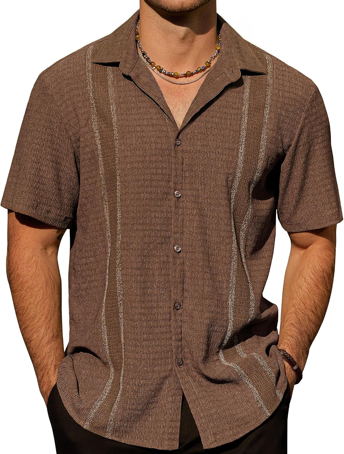 Men's Casual Short Sleeve Button Down Hawaiian Big and Tall Shirt